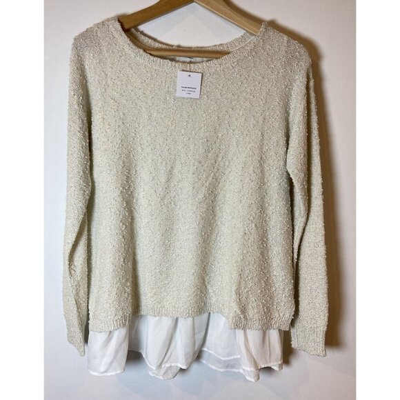 NWT Club Monoco Jayda Sweater Cream White Metallic Size Small S New - Picture 1 of 5